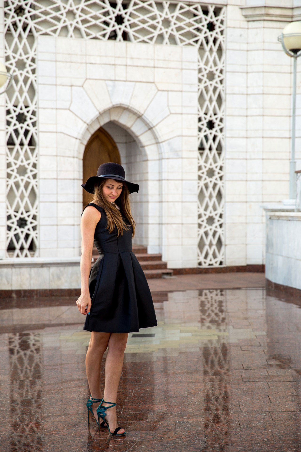 woman in black dress